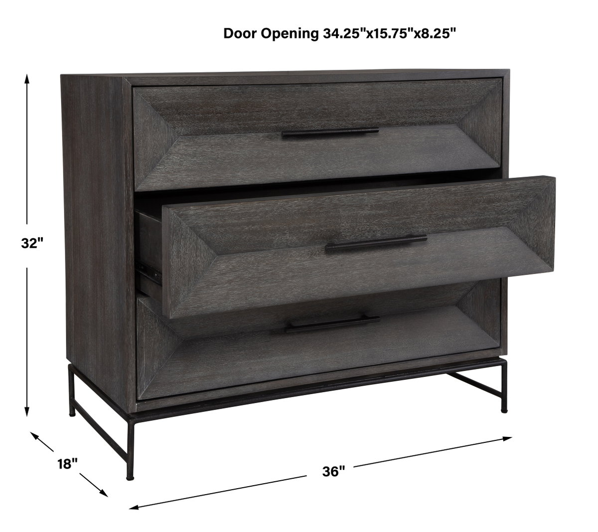 Knox Dark Walnut Accent Chest, Cabinets & Chest by Uttermost, 36" width x 32" height x 18" depth View 3