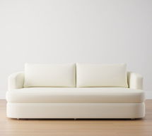 Online Designer Living Room Balboa Upholstered Sofa 95", Polyester Wrapped Cushions, Performance Basketweave Warm White