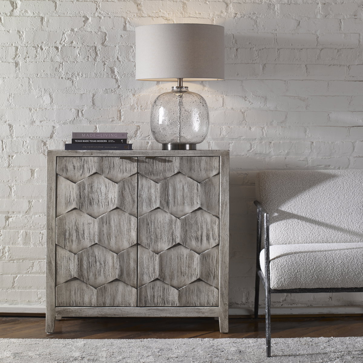 Catori Smoked Ivory Console Cabinet, Cabinets & Chest by Uttermost, 34" width x 34" height x 12" depth View 2