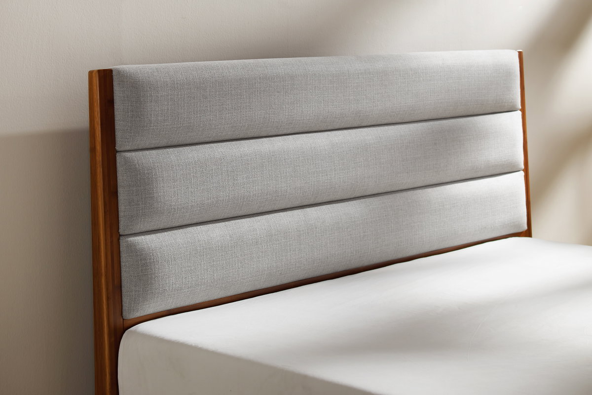 Mercury Upholstered Queen Platform Bed, Amber, by Greenington, 87" length x 63.5" width x 42" height View 9