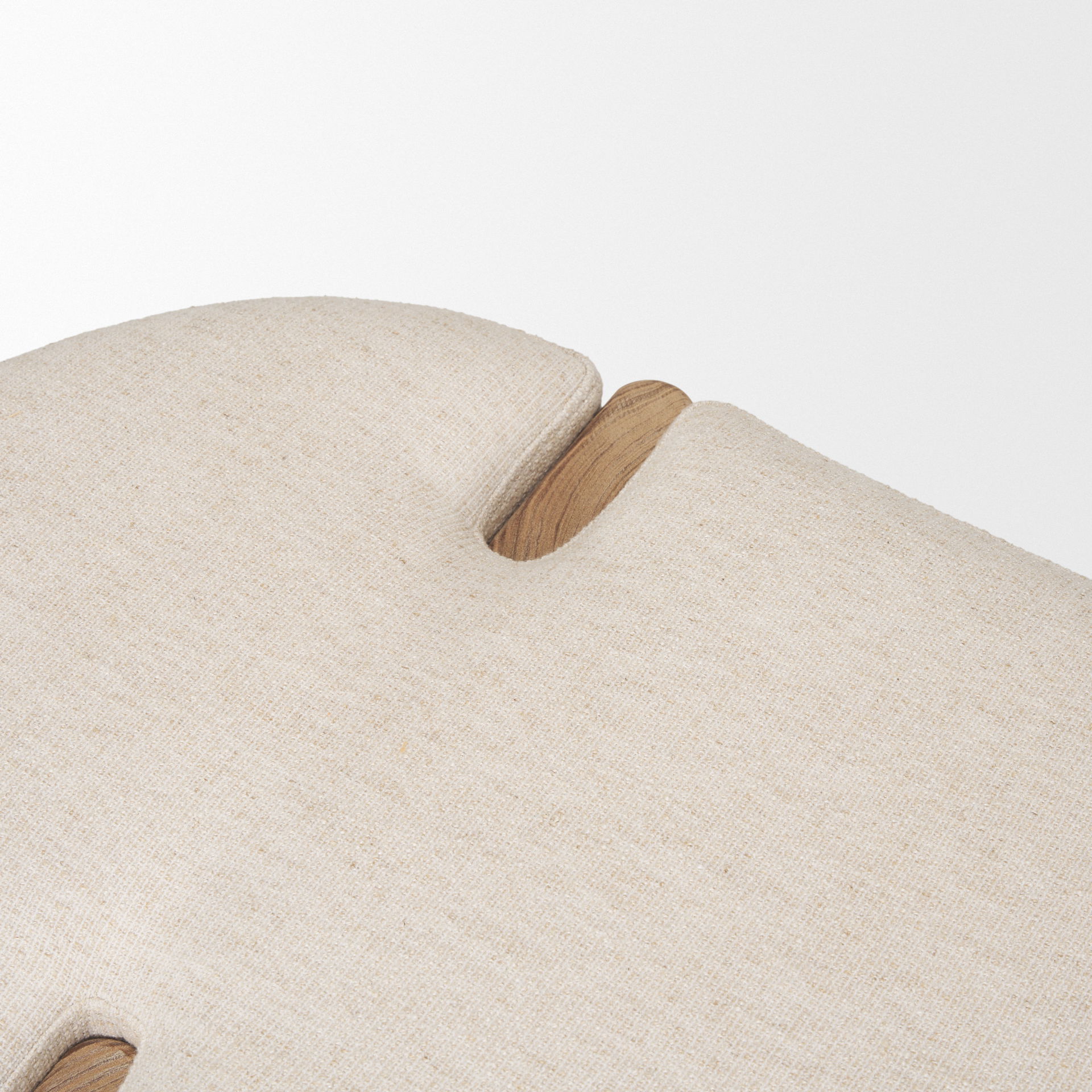 Sohan Light Brown Elm Wood with Oatmeal Fabric Bench large image 