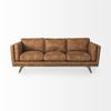 Brooks  Cognac Brown Faux Leather Three Seater Sofa with Medium Brown Wooden Legs, Sofas & Sectional by Mercana, 90.16" length x 34.84" width x 33.46" height thumbnail 7