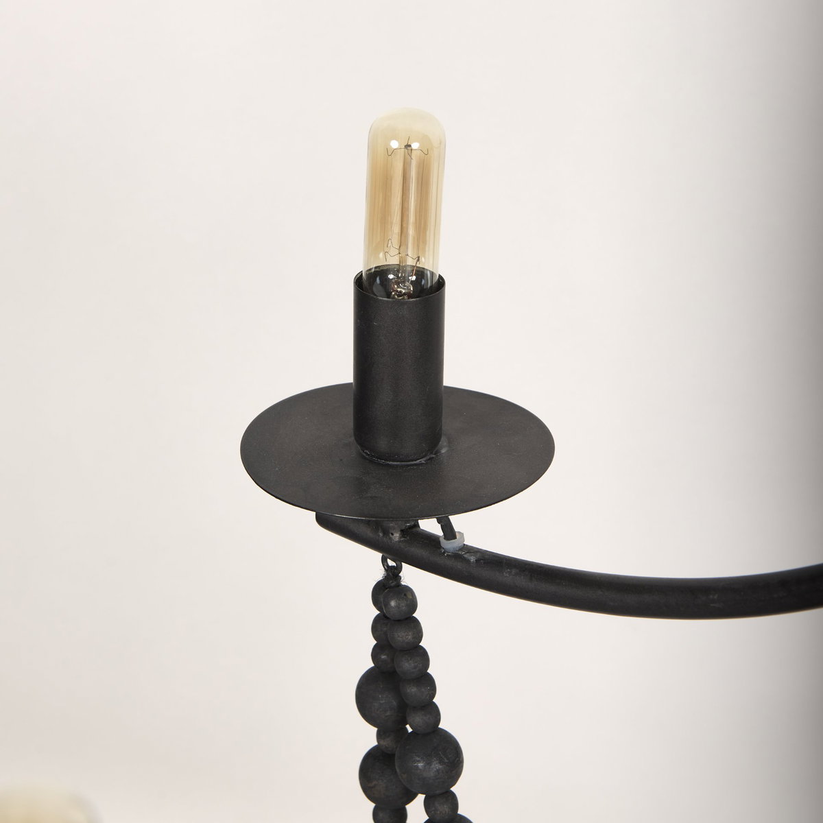 Selma Black Wood Bead and Metal Chandelier, by Mercana, 37.8" length x 33.27" width x 96.85" height View 7