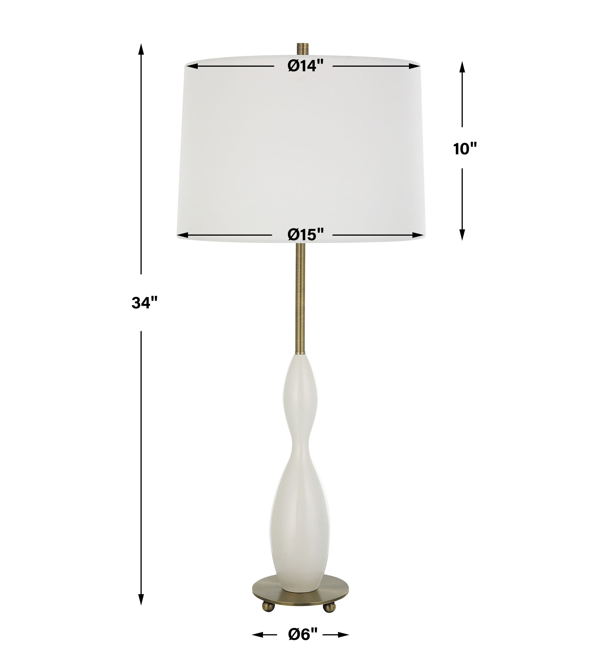 Annora Glossy White Table Lamp, by Uttermost, 15" width x 34" height x 15" depth View 3