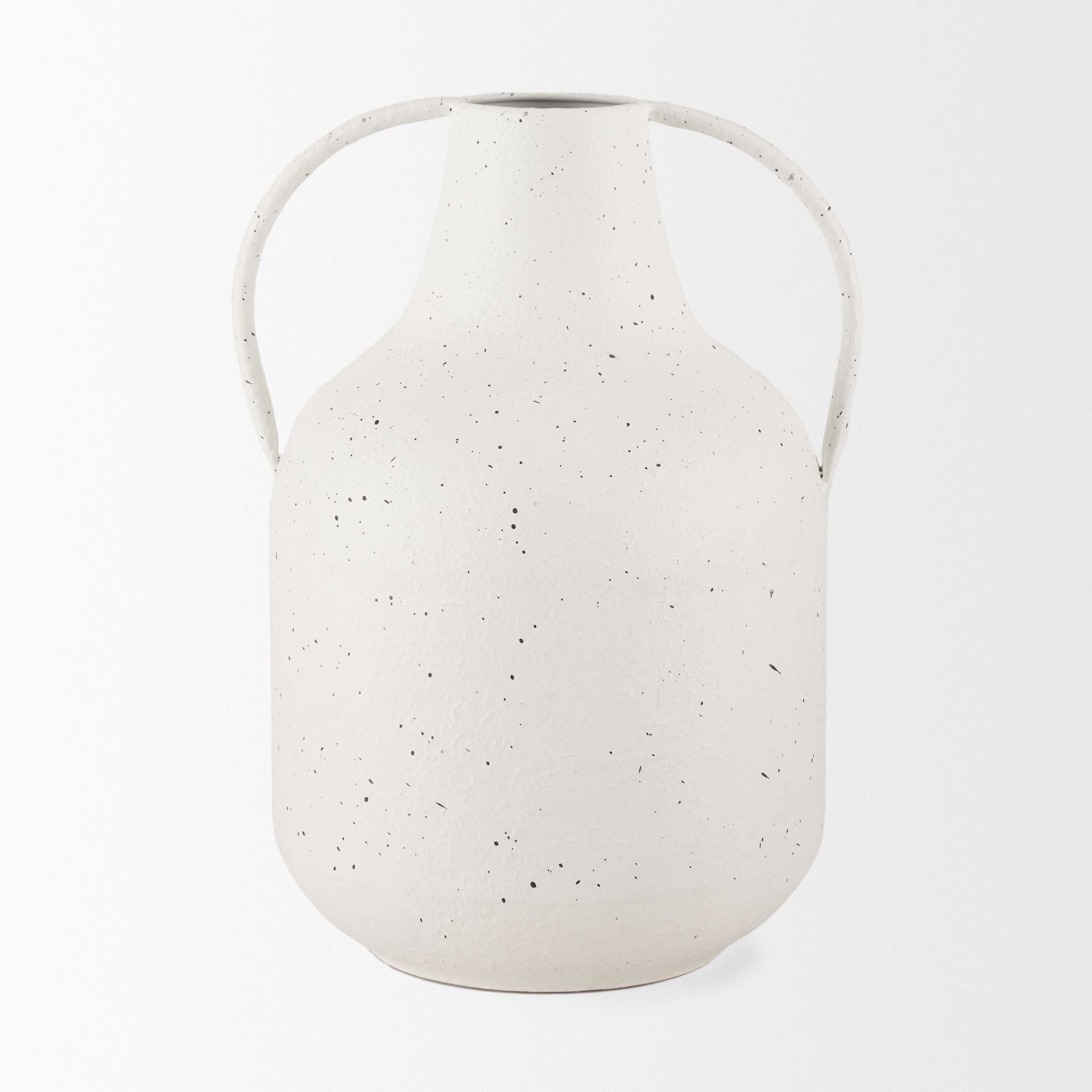 Treva Tall White with Black Speckles Metal Vase large image 