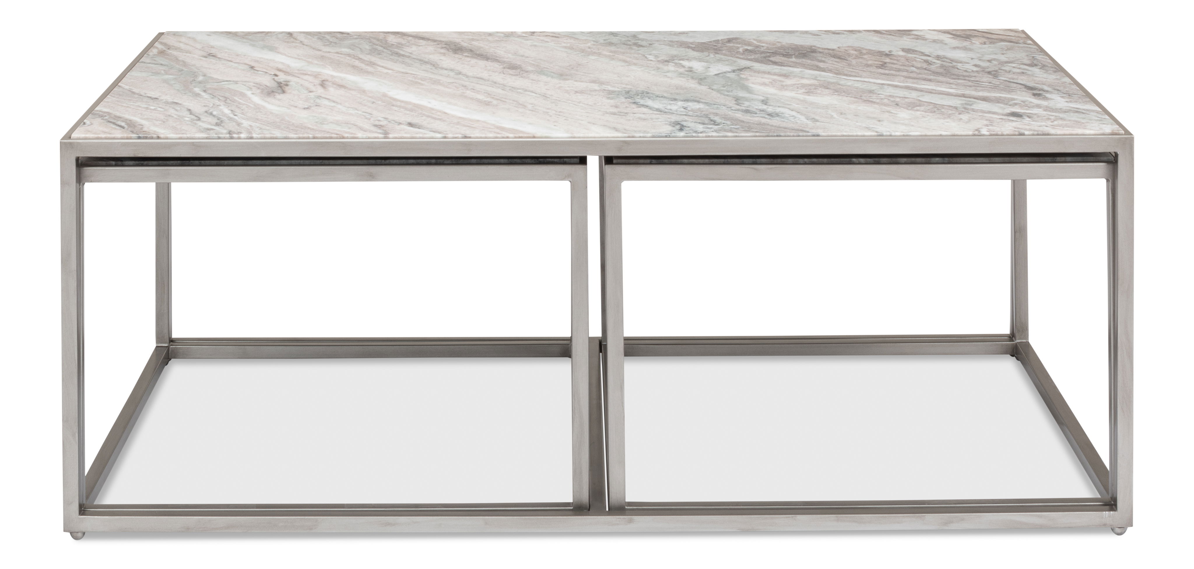 Set Of 3 Nesting Low Tables, Marble Tops large image 