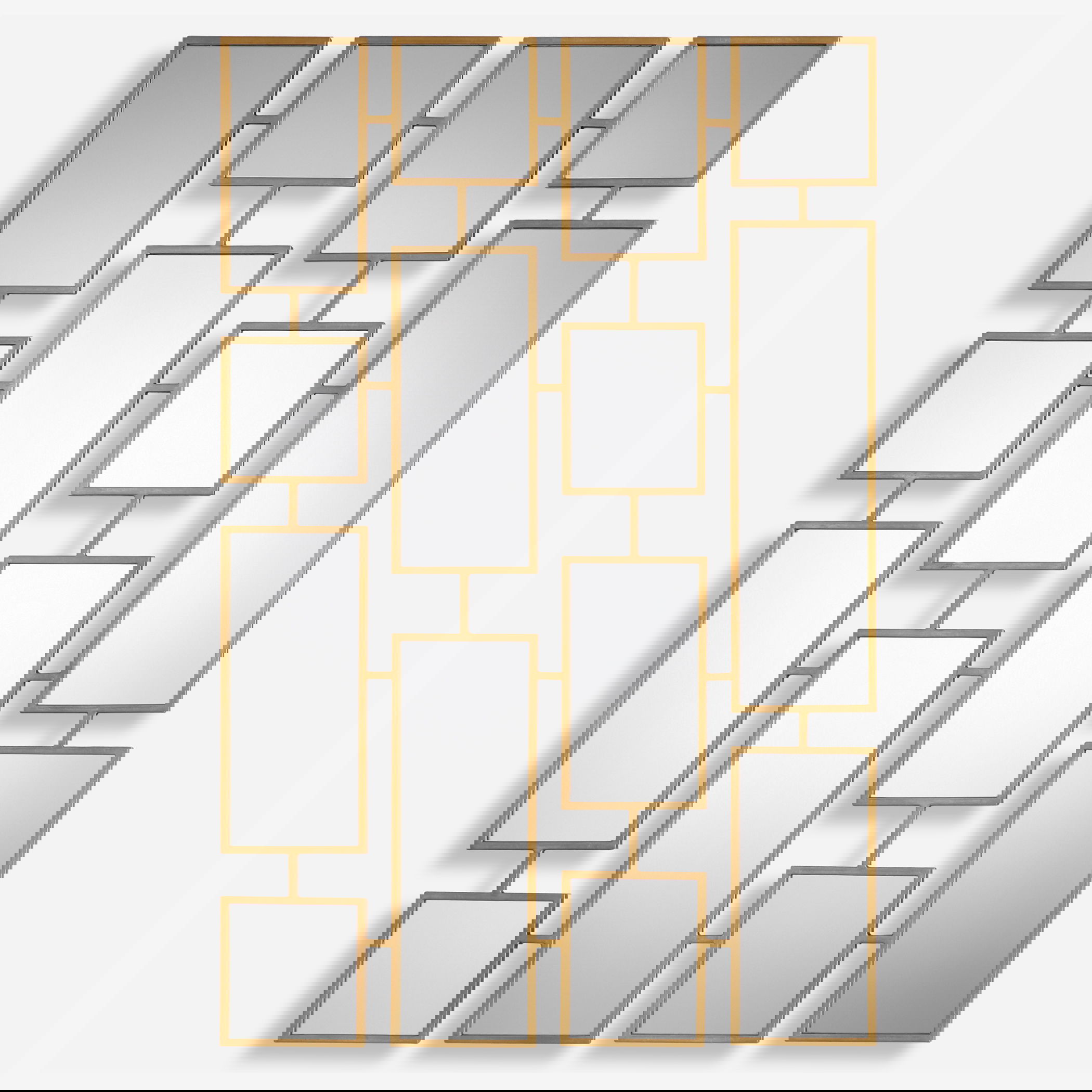 Kennon Forged Gold Rectangles Mirror, by Uttermost, 32" width x 48" height x 0.5" depth View 1