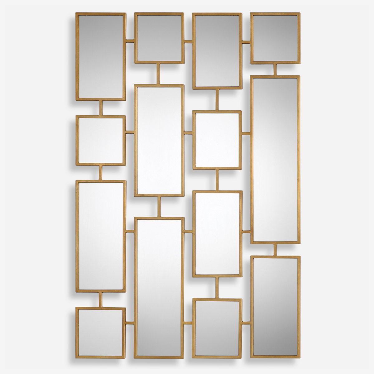 Kennon Forged Gold Rectangles Mirror, by Uttermost, 32" width x 48" height x 0.5" depth View 1