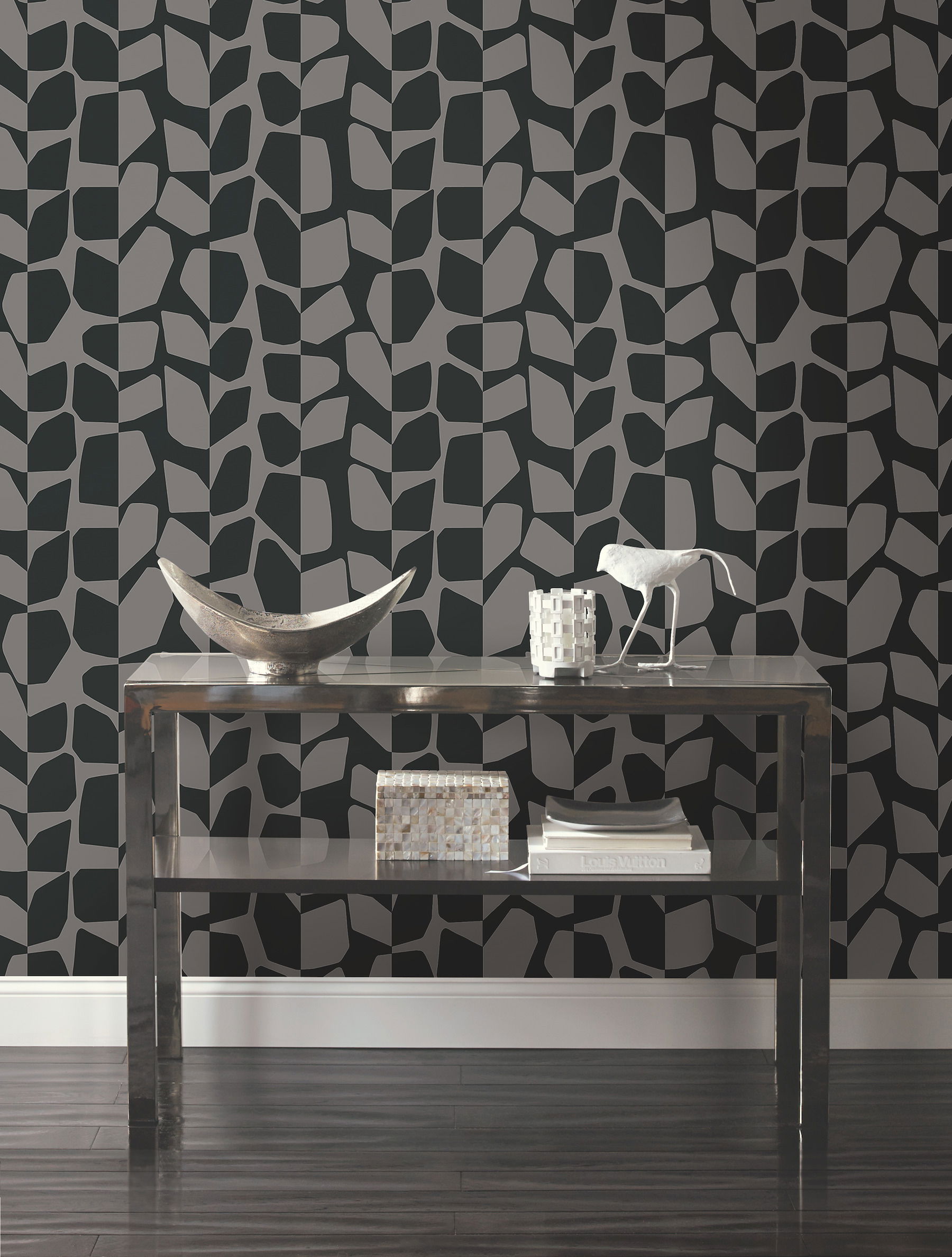 Primitive Vines Black Metallic Wallpaper large image 