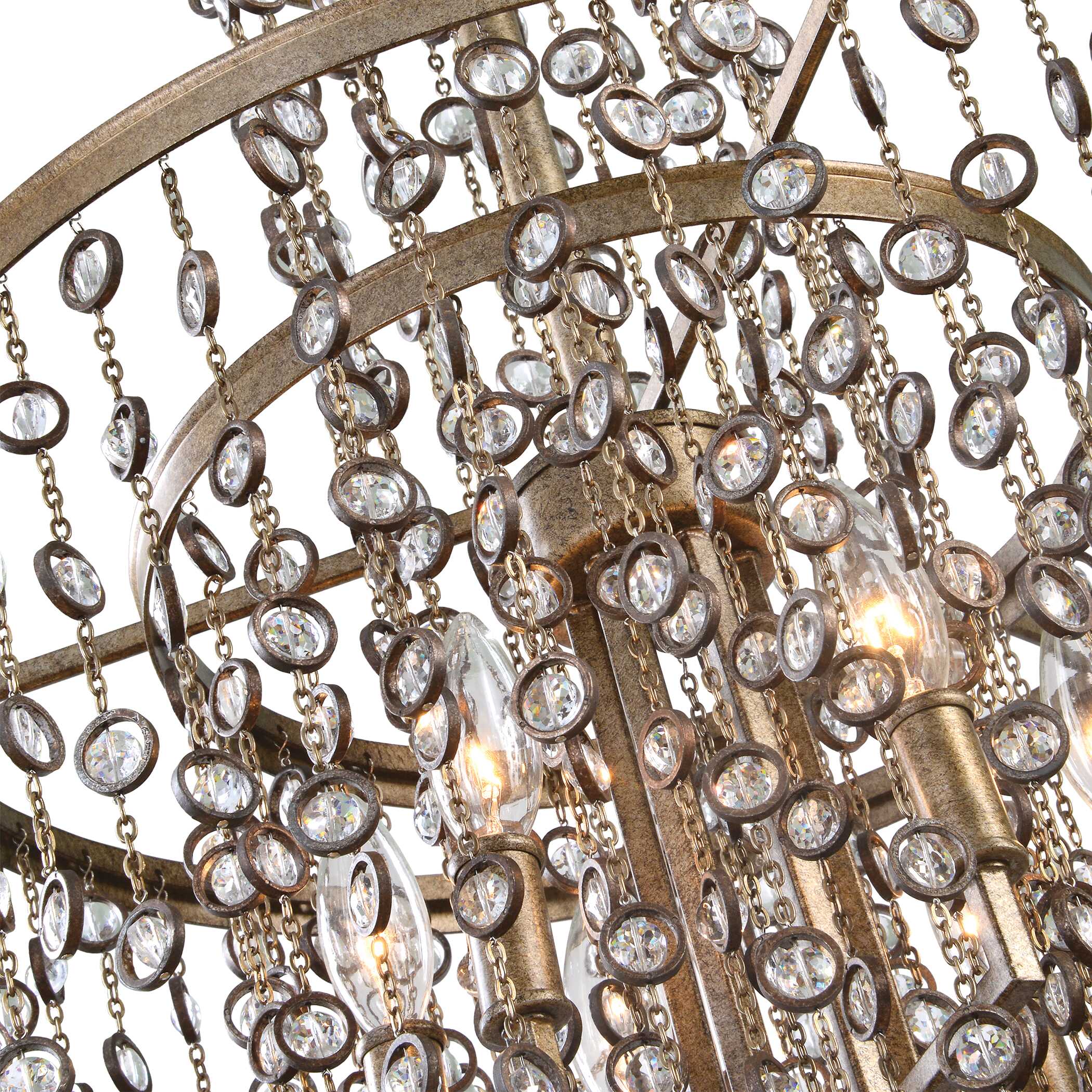 Valka 6 Light Crystal Chandelier, Ceiling Light by Uttermost, 19.25" width x 33.5" height x 19.25" diameter View 4