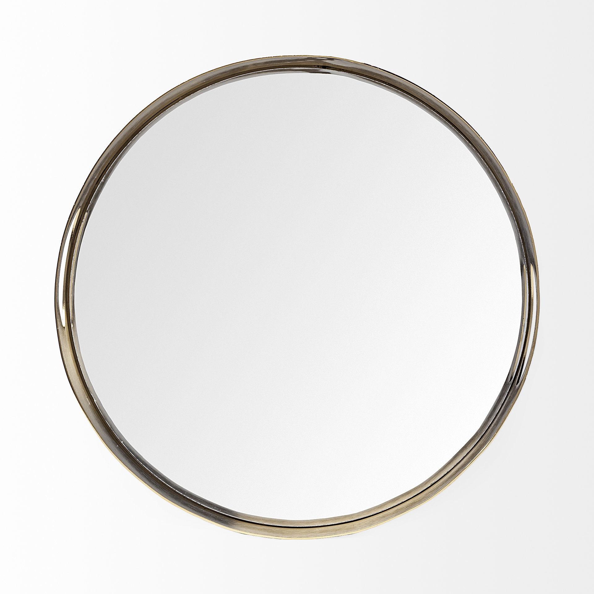 Serkis 15L x 15W Gold Metal Mirrored Base Round Tray, Decorative Tray by Mercana, 15.25" length x 15.25" width x 2.5" height View 6