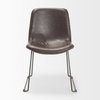 Sawyer Solid Back Dining Side Chair | Dark Brown Faux Leather with Iron, Dining Chair by Mercana, 19" length x 24.25" width x 33" height thumbnail 6