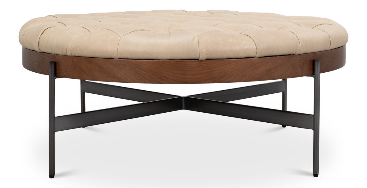 Corbet Cocktail Ottoman  Cappucino White, by Sarreid, 3'3" length x 3'3" width x 1'4" height View 9
