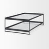 Trey 56'L x 32'W x 17'H Black Metal with Glass Coffee Table, by Mercana, 56" length x 32" width x 17" height thumbnail 7