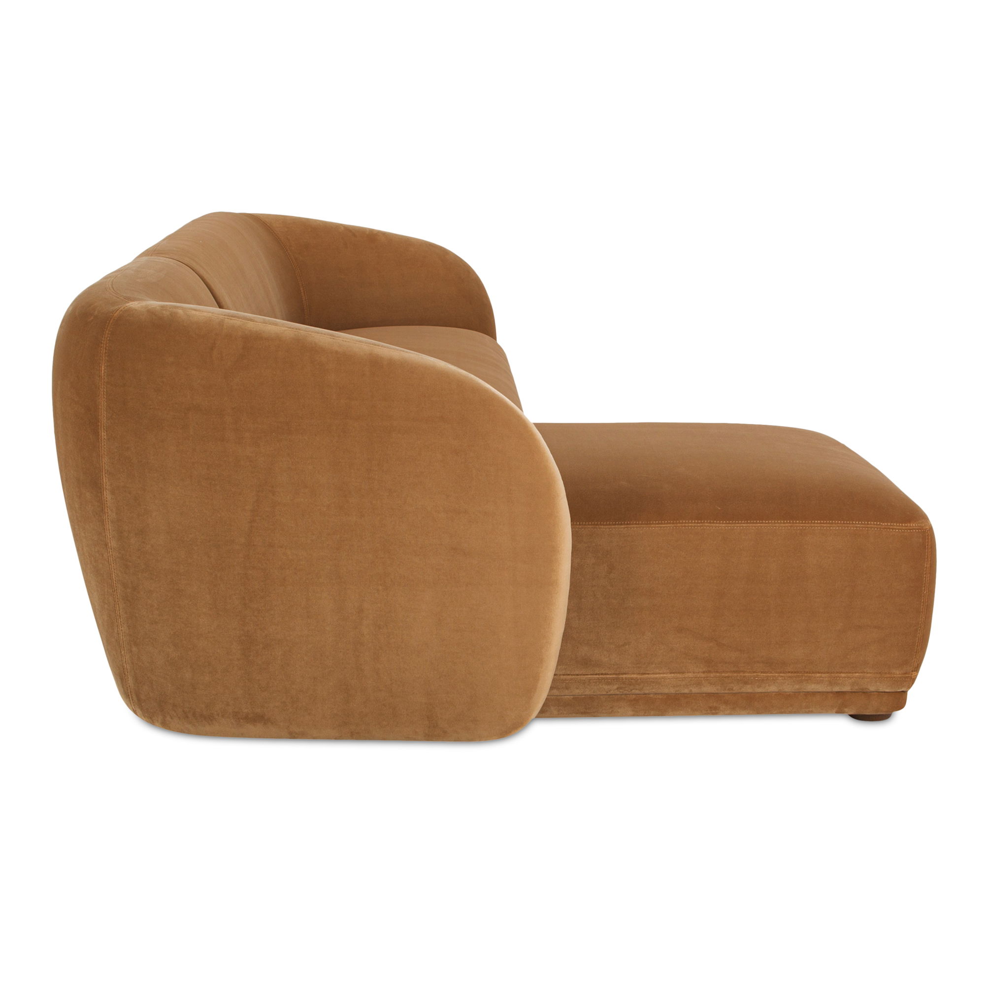 Faye Left Sectional Tan Faux Mohair large image 