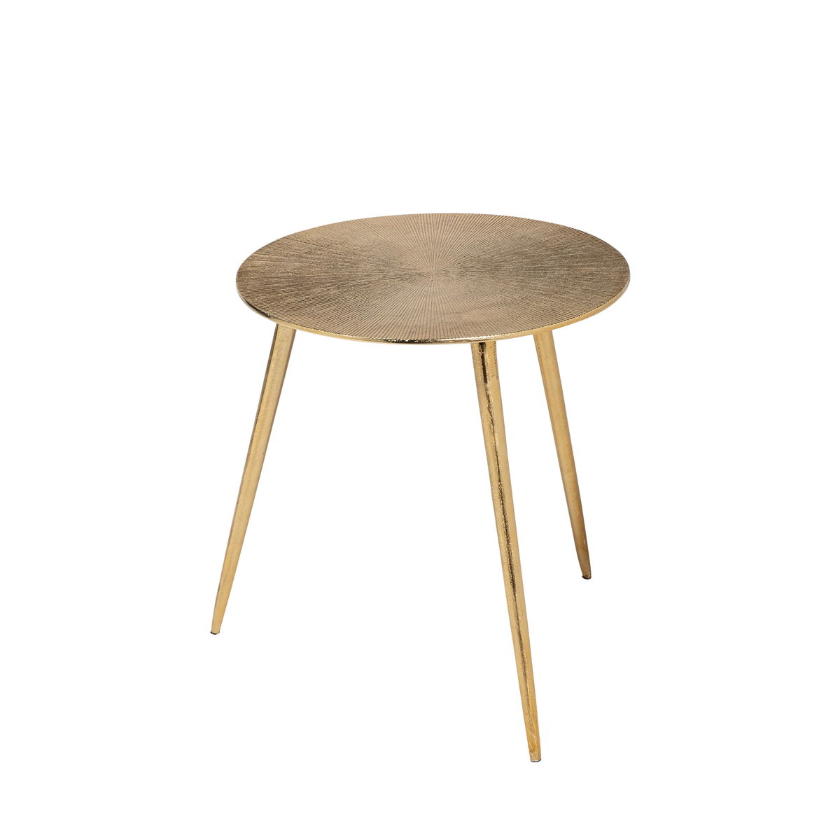 Reva III (Small) 16L x 16W Gold Round Top Cast Aluminum Accent Table, Side & End Table by Mercana, 16.25" length x 16.25" width x 17" height View 1