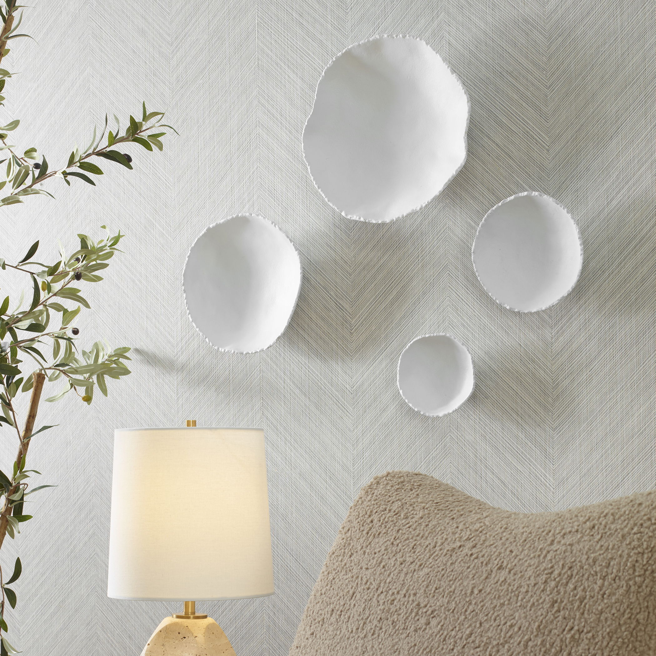 Lucky Coins White Metal Wall Bowls, S/4 large image 