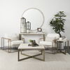 Faye 34L x 34W x 17H Beige Finished Wood with Gold Metal Base Square Coffee Table thumbnail 1