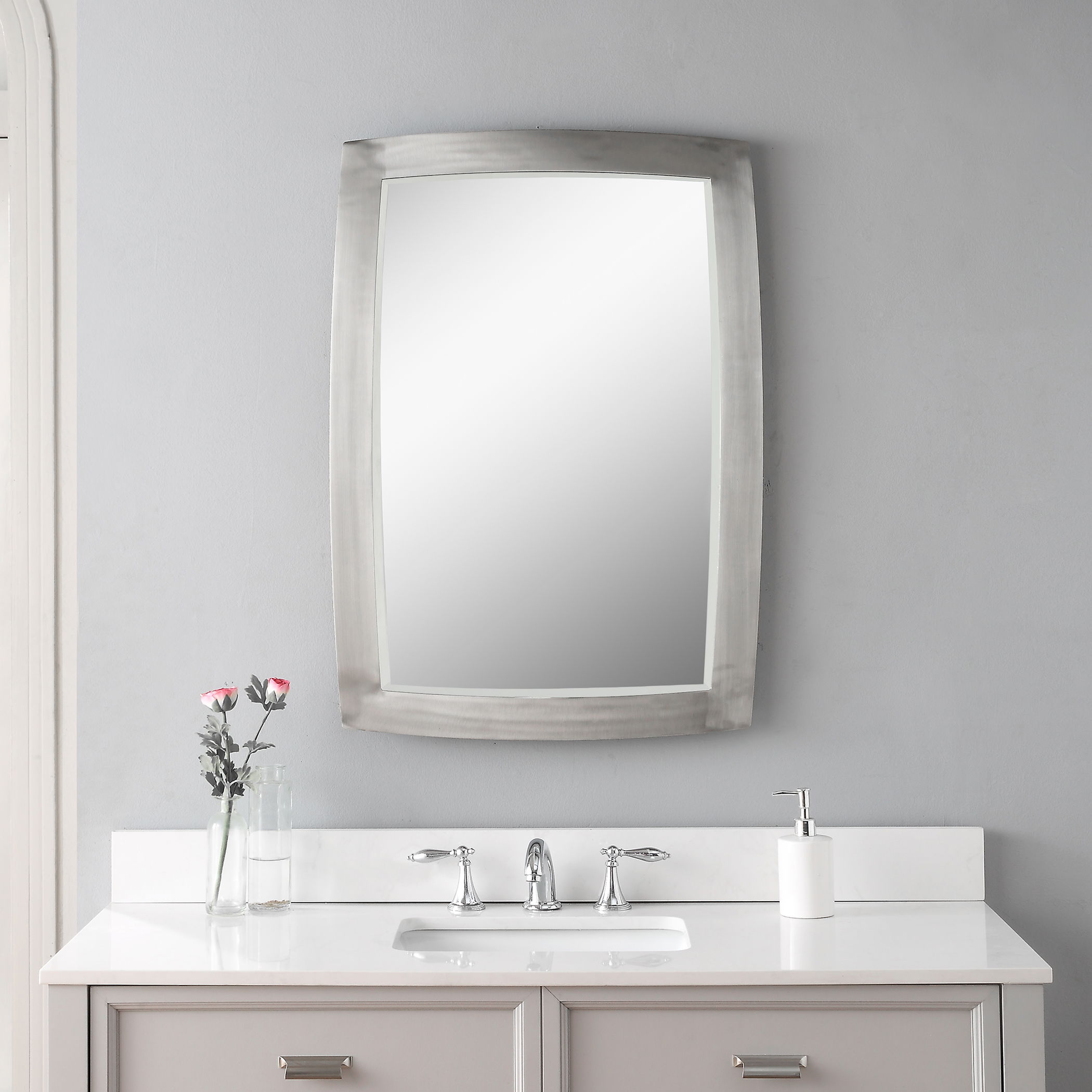 Haskill Brushed Nickel Mirror, by Uttermost, 24" width x 34.25" height x 1.25" depth View 2