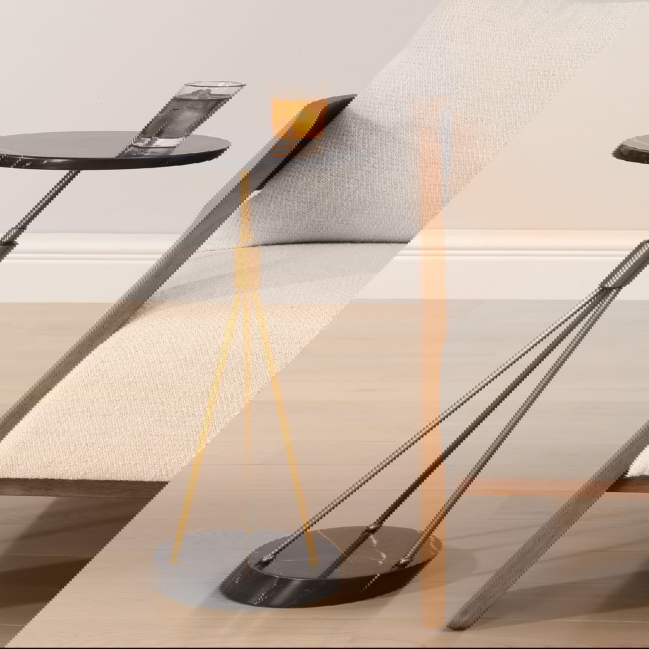 Rosston Black Marble Accent Table, Furniture by Uttermost, 13.75" width x 24" height x 13.75" depth View 2