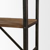 Brodie VIII 57L x 20.5W x 94H Brown Wood Gun-Metal Ladder Four Shelf Shelving Unit, Shelving & Bookcase by Mercana, 57" length x 20.5" width x 94" height thumbnail 14