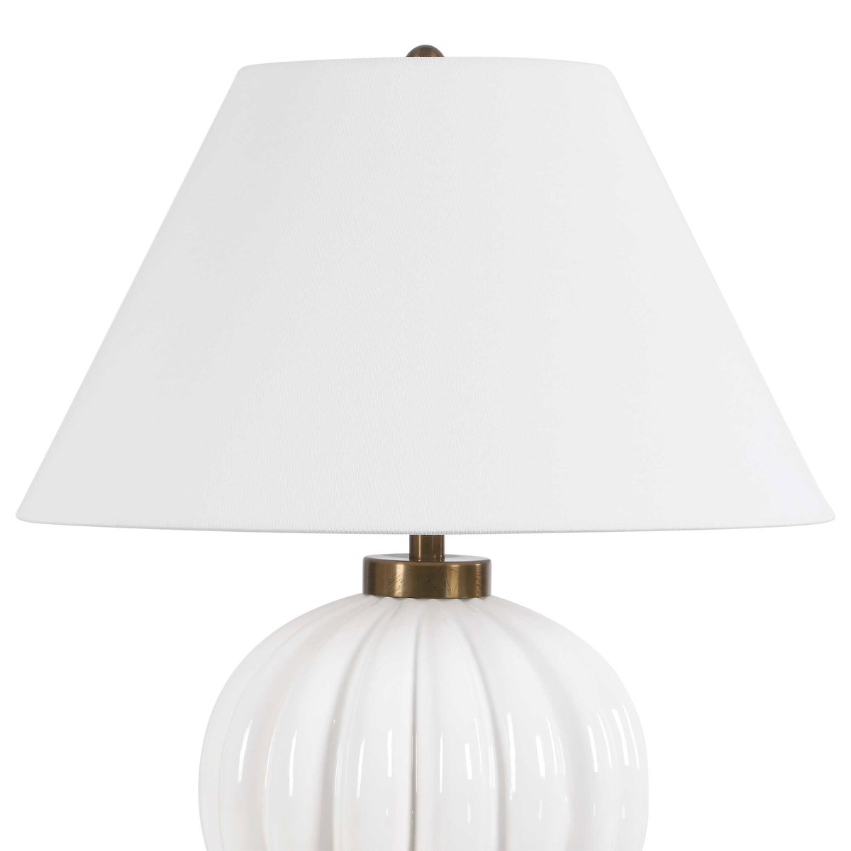 Irena White Sphere Table Lamp, by Uttermost, 22" width x 38.5" height x 22" depth View 5