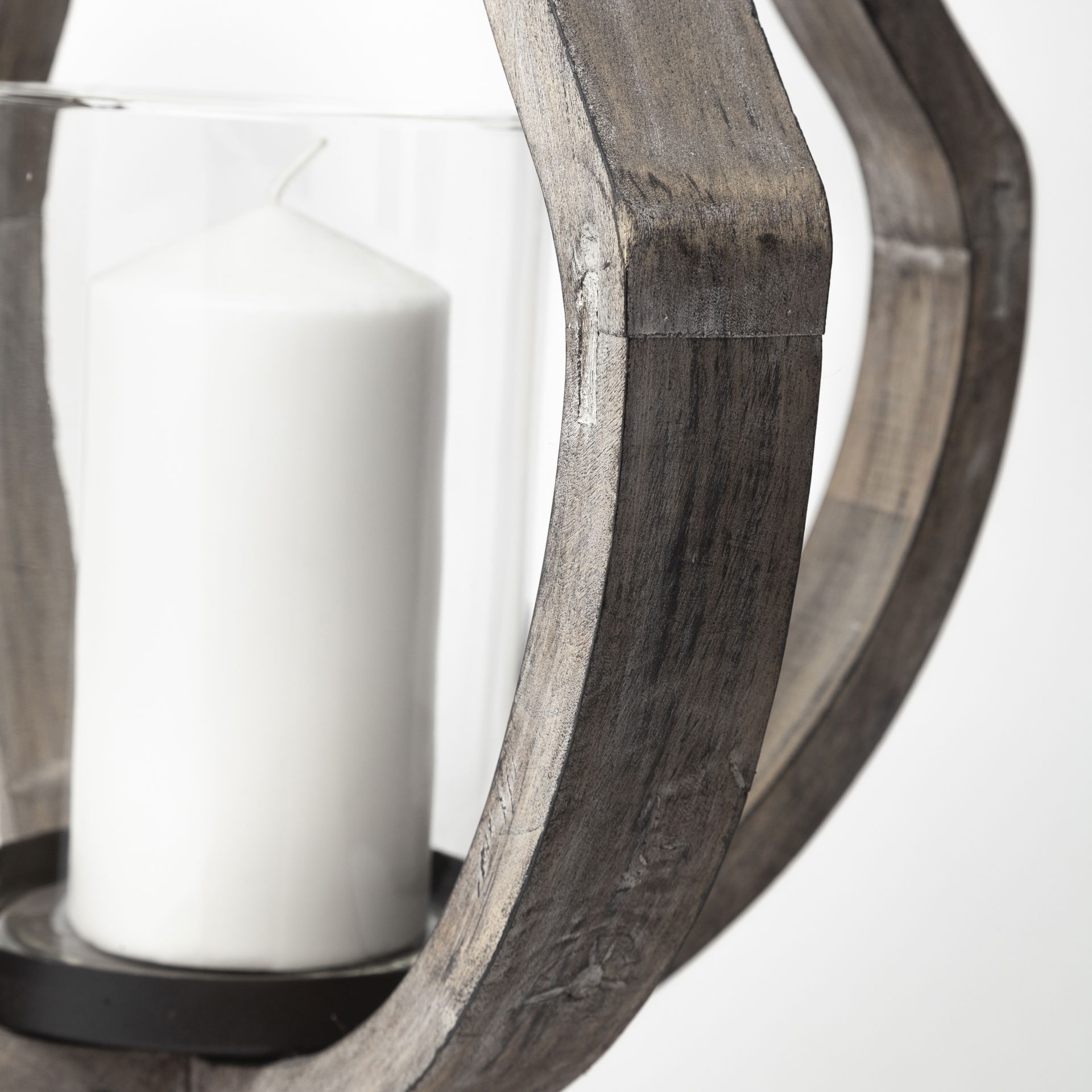 Brillion Large Rustic Wood Metal Table Candle Holder large image 