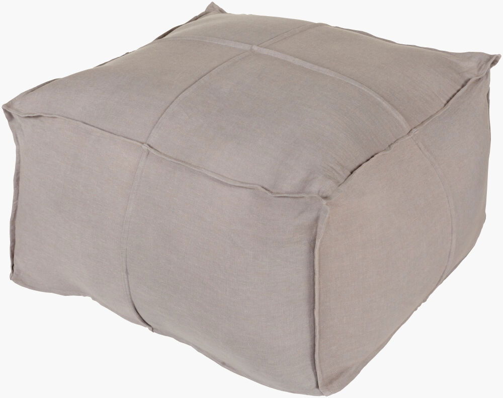 Solid Linen Pouf, Ottoman by Surya, 24" width x 13" height
