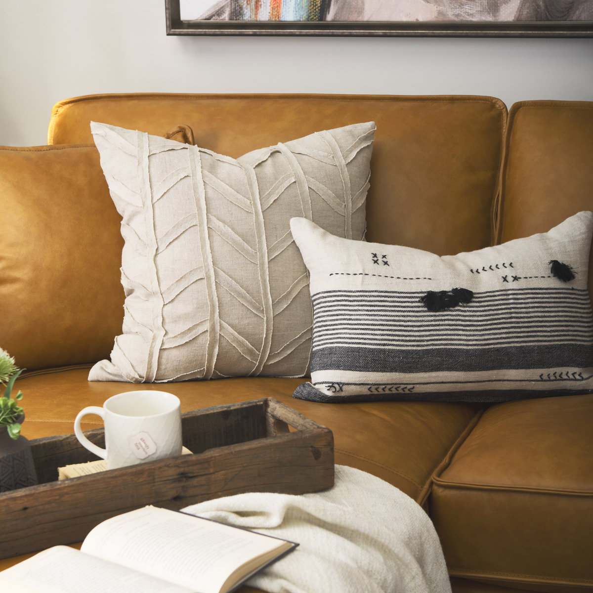 Ivivva 20x20 Beige Fabric Textured Pillow Cover, Decorative Pillow by Mercana, 20" length x 20" width x 0.2" height View 2