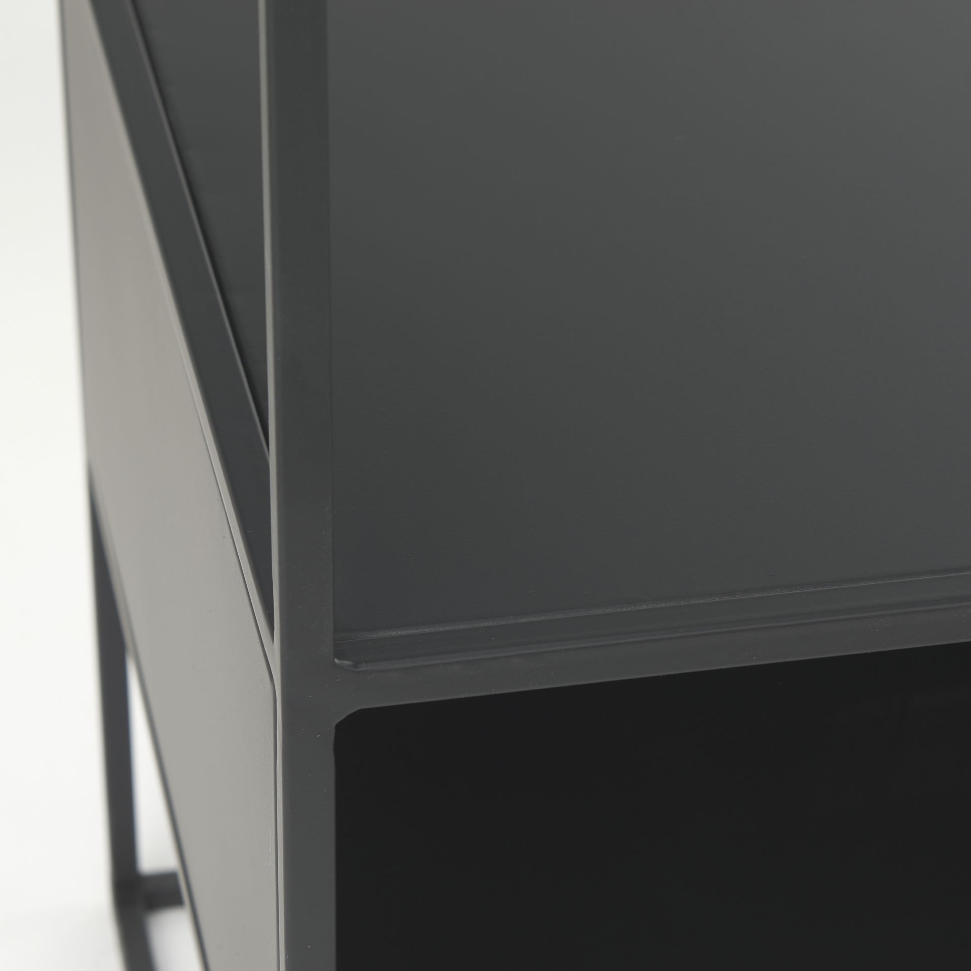 Samson  Side Table Matte Black Metal and Glass large image 