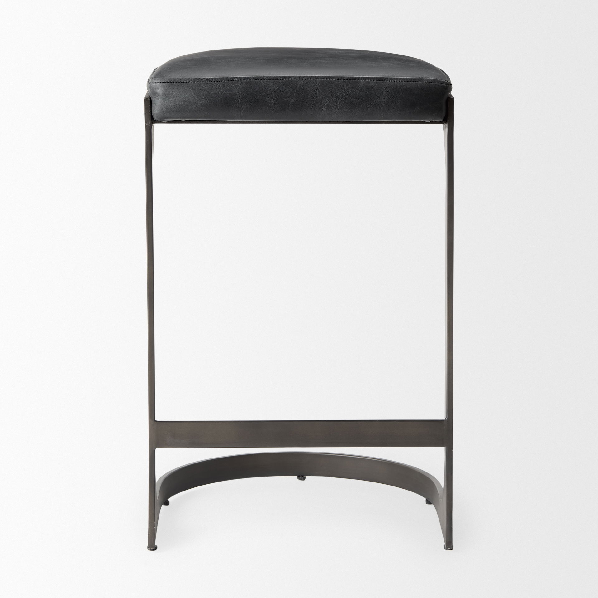 Tyson 17L x 18W x 28H Black Leather with Metal Frame Counter Stool large image 