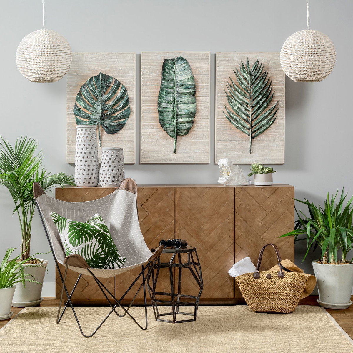 Boyle I 20 x 20 Green Tropical Palm Leaf Decorative Pillow Cover, by Mercana, 20.08" length x 20.08" width x 0.2" height View 2