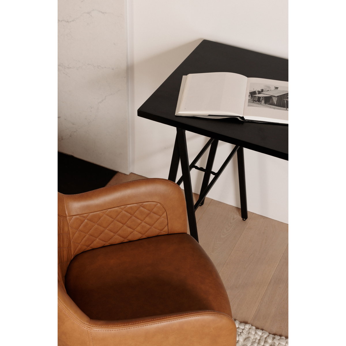 Cantata Dining Chair Tawny Vegan Leather - Set Of Two, by Moe's Home, 22" width x 34.6" height x 23" depth View 10