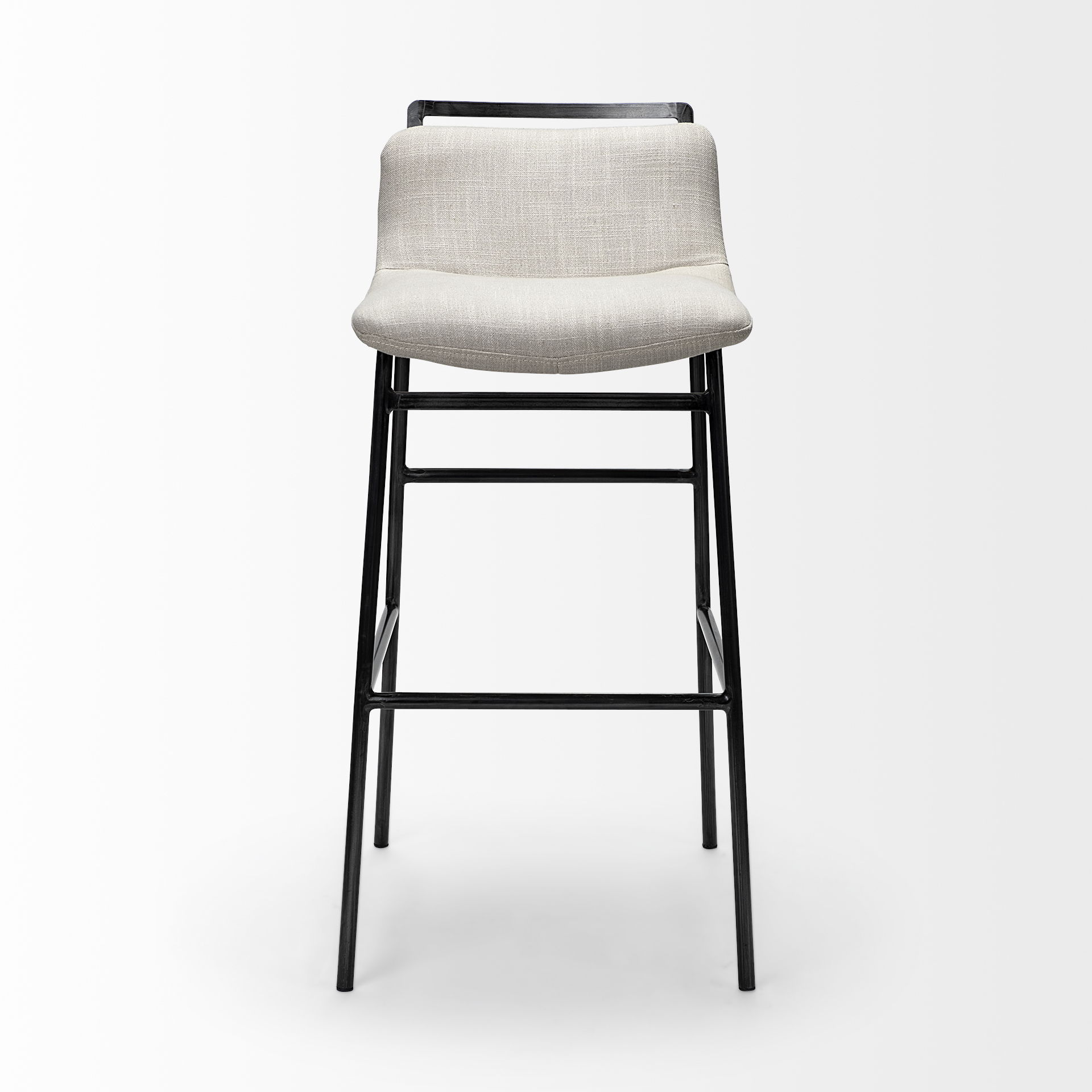 Kavalan 37.5' Total Height Beige Upholstered Seat Gray Metal Frame Bar Stool large image 