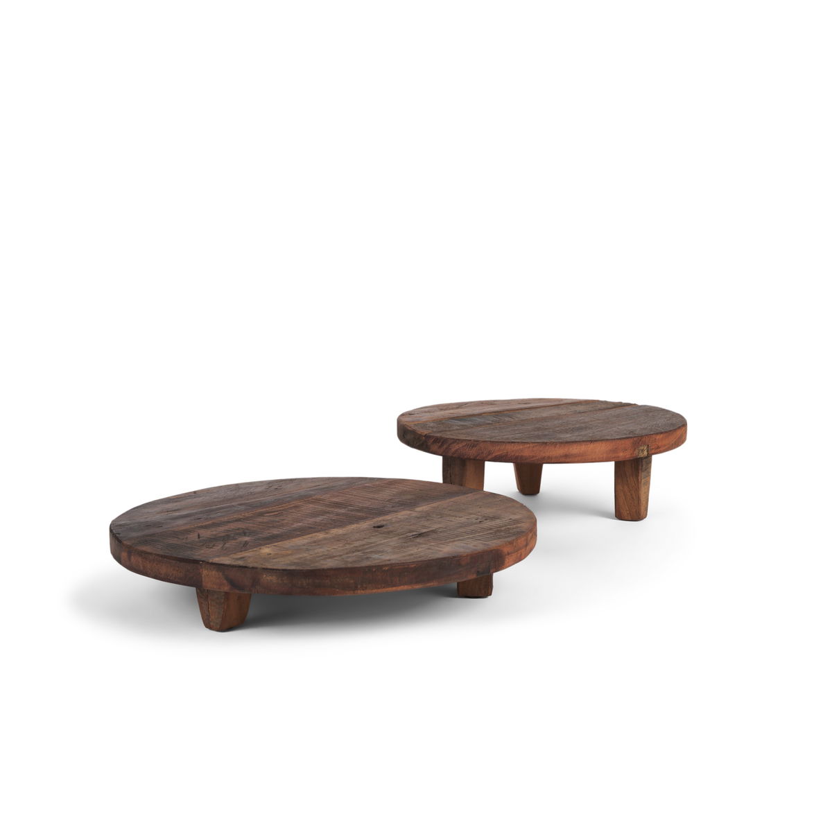 Iza Medium Brown Wooden Riser (Set of 2), Decorative Tray by Mercana, 11.75" length x 11.75" width x 2.25" height View 1