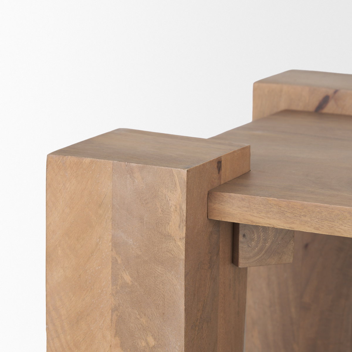 Beth Light Brown Wood Square Accent Table, Side & End Table by Mercana, 23" length x 23" width x 21.75" height View 7