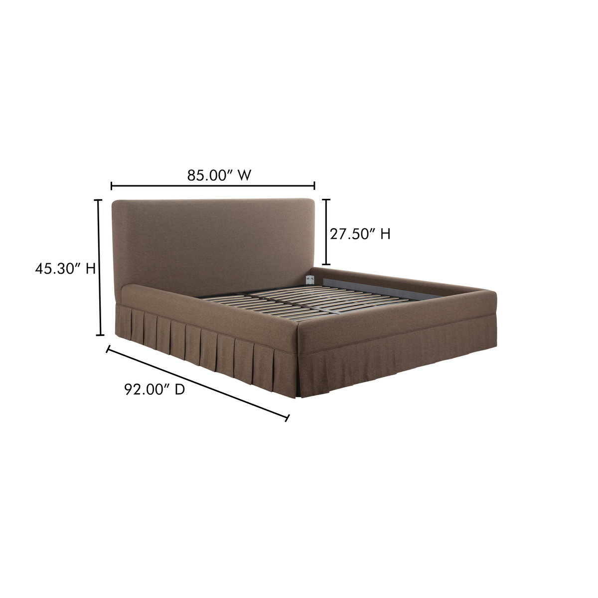 Maren King Bed Brown, by Moe's Home, 85" width x 45.3" height x 92" depth View 13