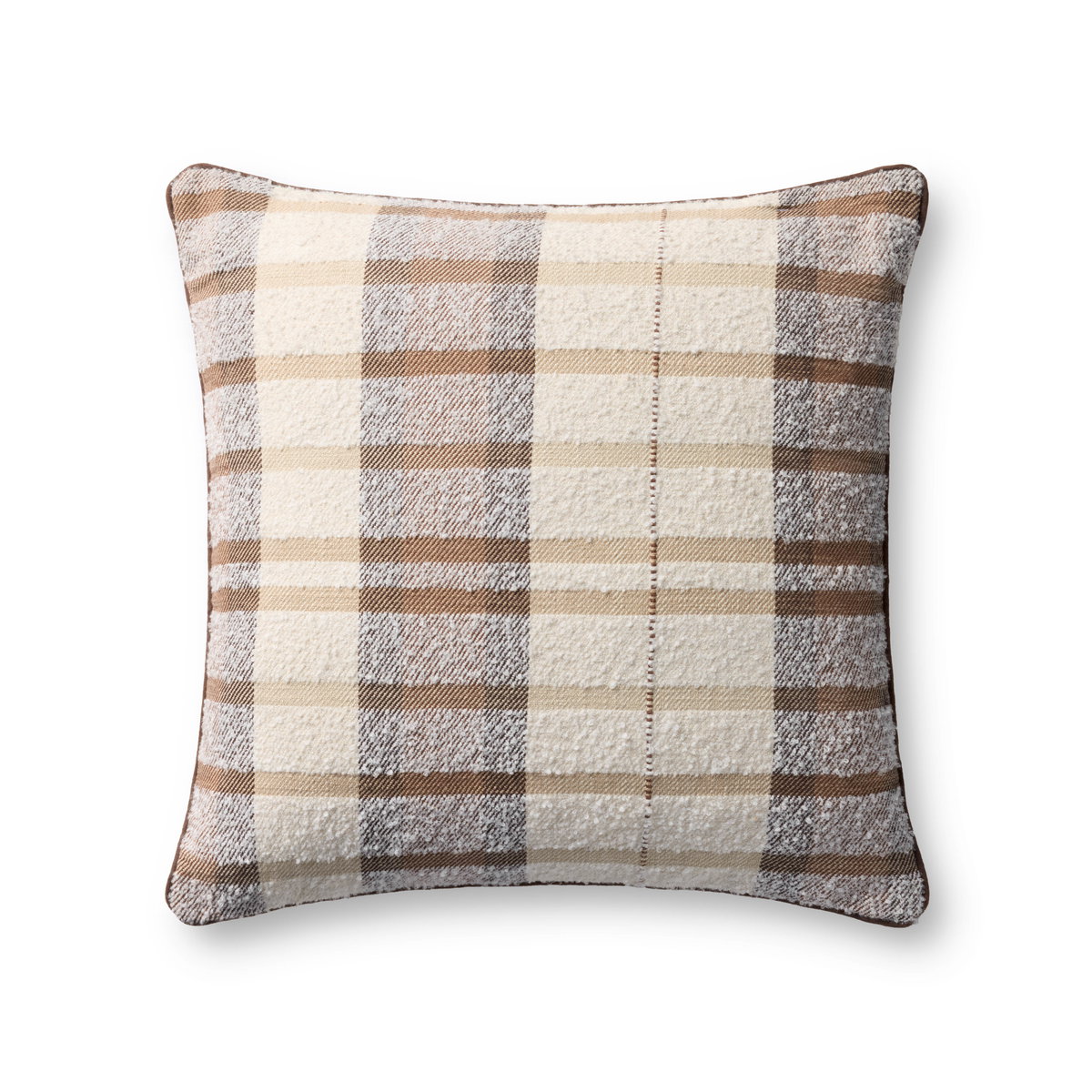 Loloi Brown Pillow, Decorative Pillow, 20" length x 20" width View 1