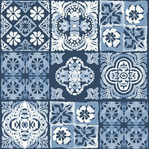 Marrakesh Tile Blue Peel & Stick Wallpaper