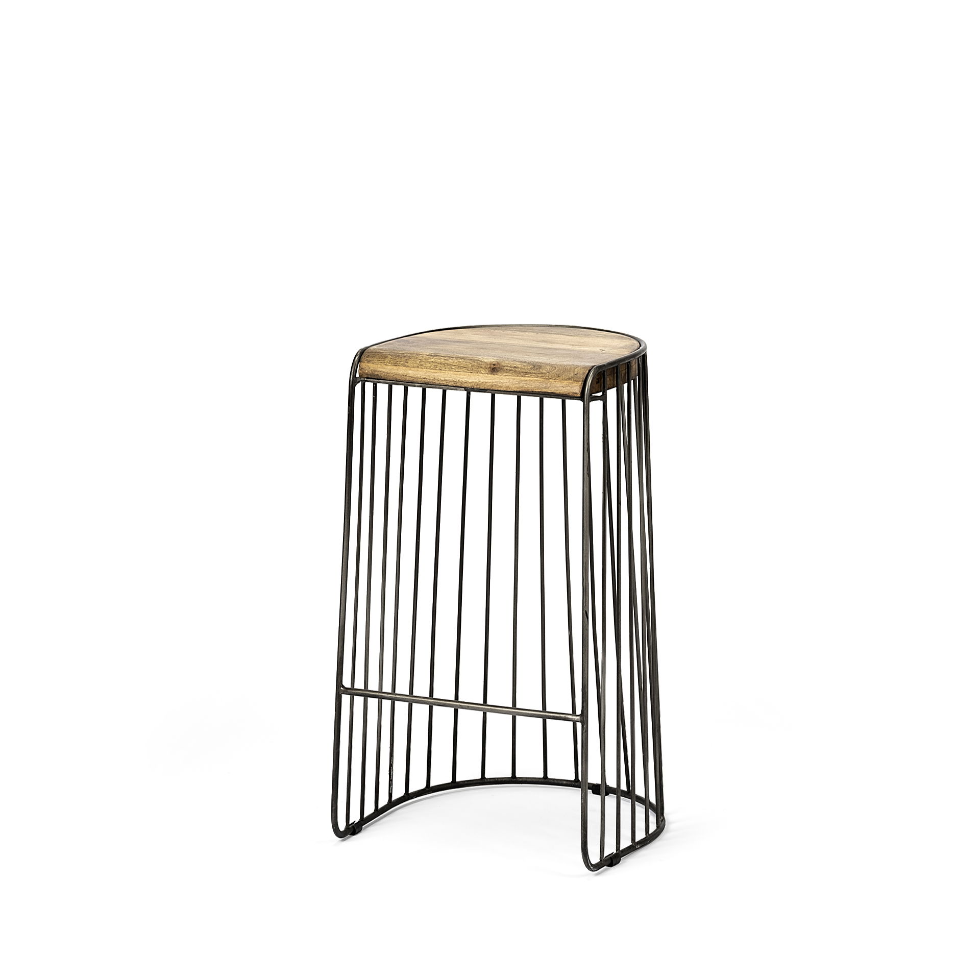 Seagram 30.5' Seat Height Brown Seat Black Metal Frame Stool large image 