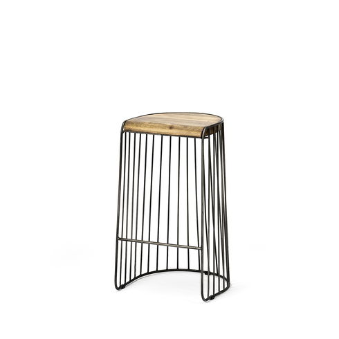 Seagram 30.5" Seat Height Brown Seat Black Metal Frame Stool