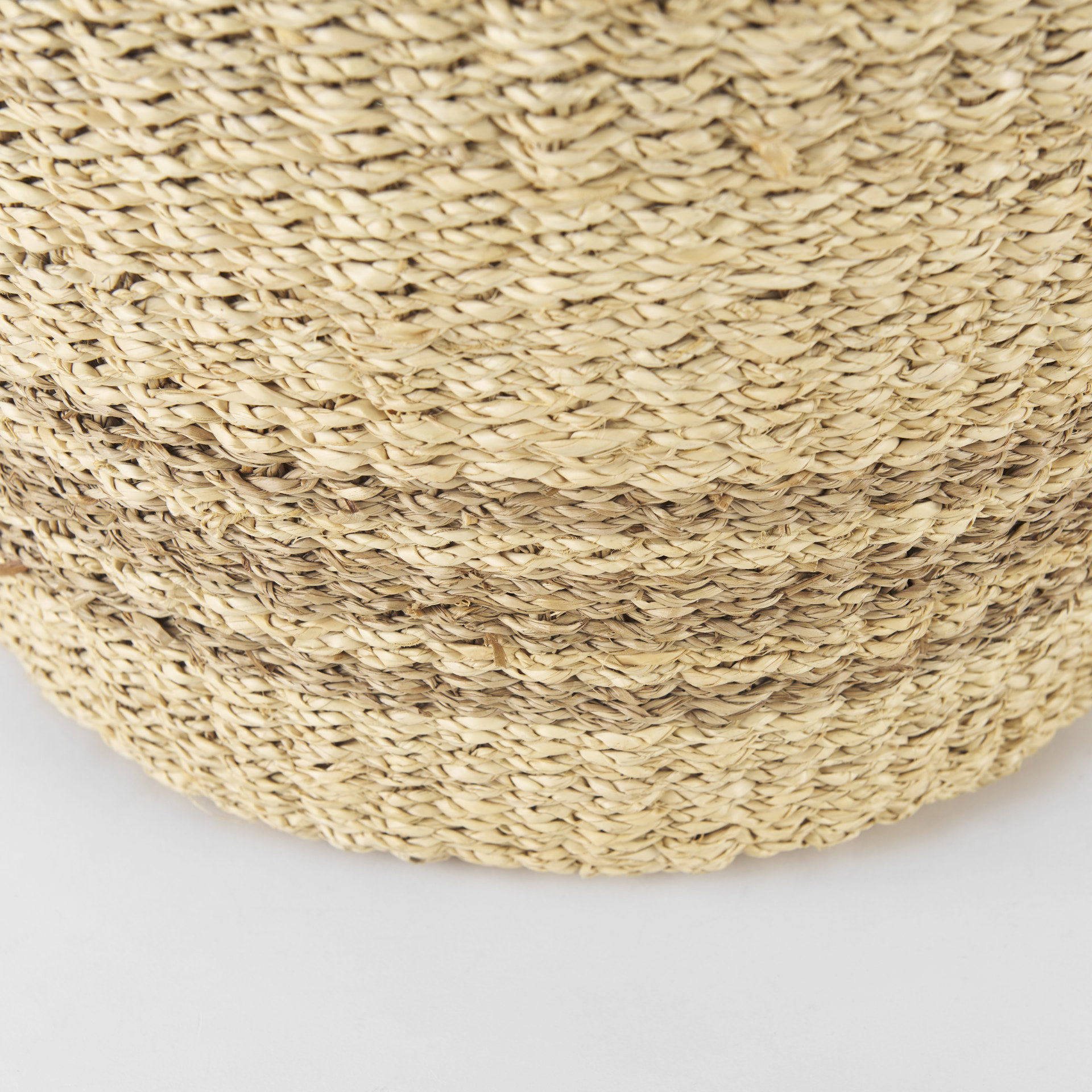 Vance  Light Brown Palm Leaf and Seagrass Round Basket with Handles, Bins & Basket by Mercana, 17.72" length x 17.72" width x 11.81" height View 6