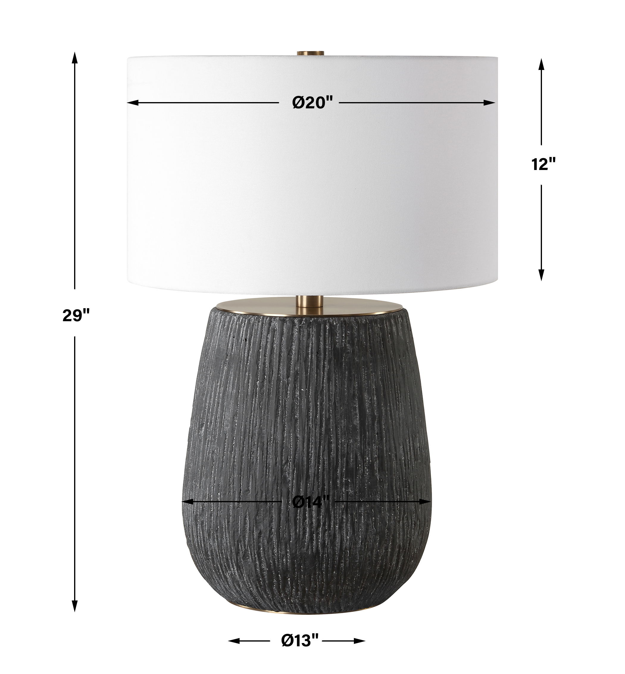 Americana Aged Black Table Lamp, by Uttermost, 20" width x 29" height x 20" depth View 3