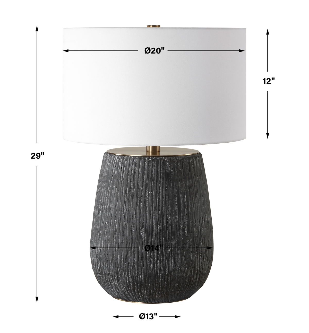 Americana Aged Black Table Lamp, by Uttermost, 20" width x 29" height x 20" depth View 3