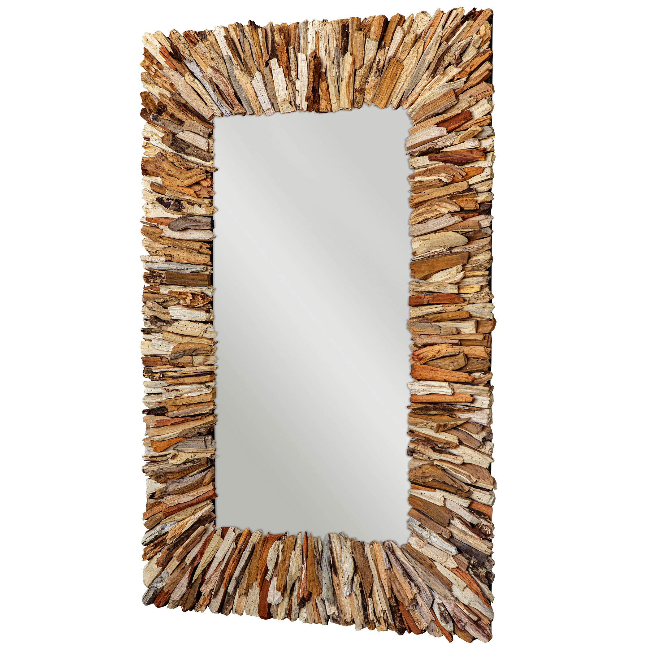 Teak Branch Rectangular Mirror large image 