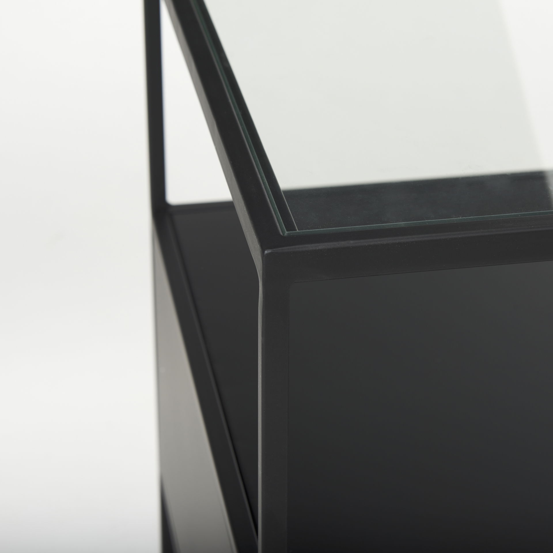 Samson  Side Table Matte Black Metal and Glass large image 