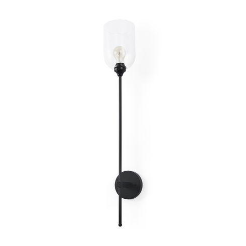 Clyde 6.0L x 8.0W x 37.0H Matte Black with Glass Round Wall Sconce