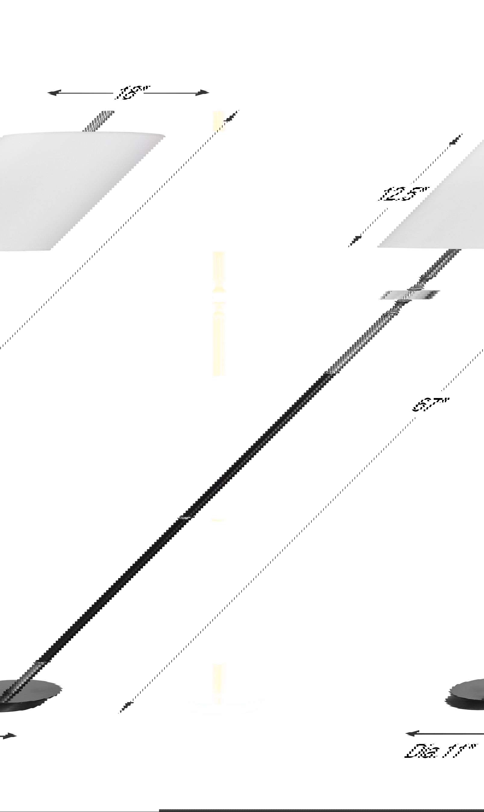 Maud Aged Black Floor Lamp, by Uttermost, 18" width x 67" height x 18" depth View 3