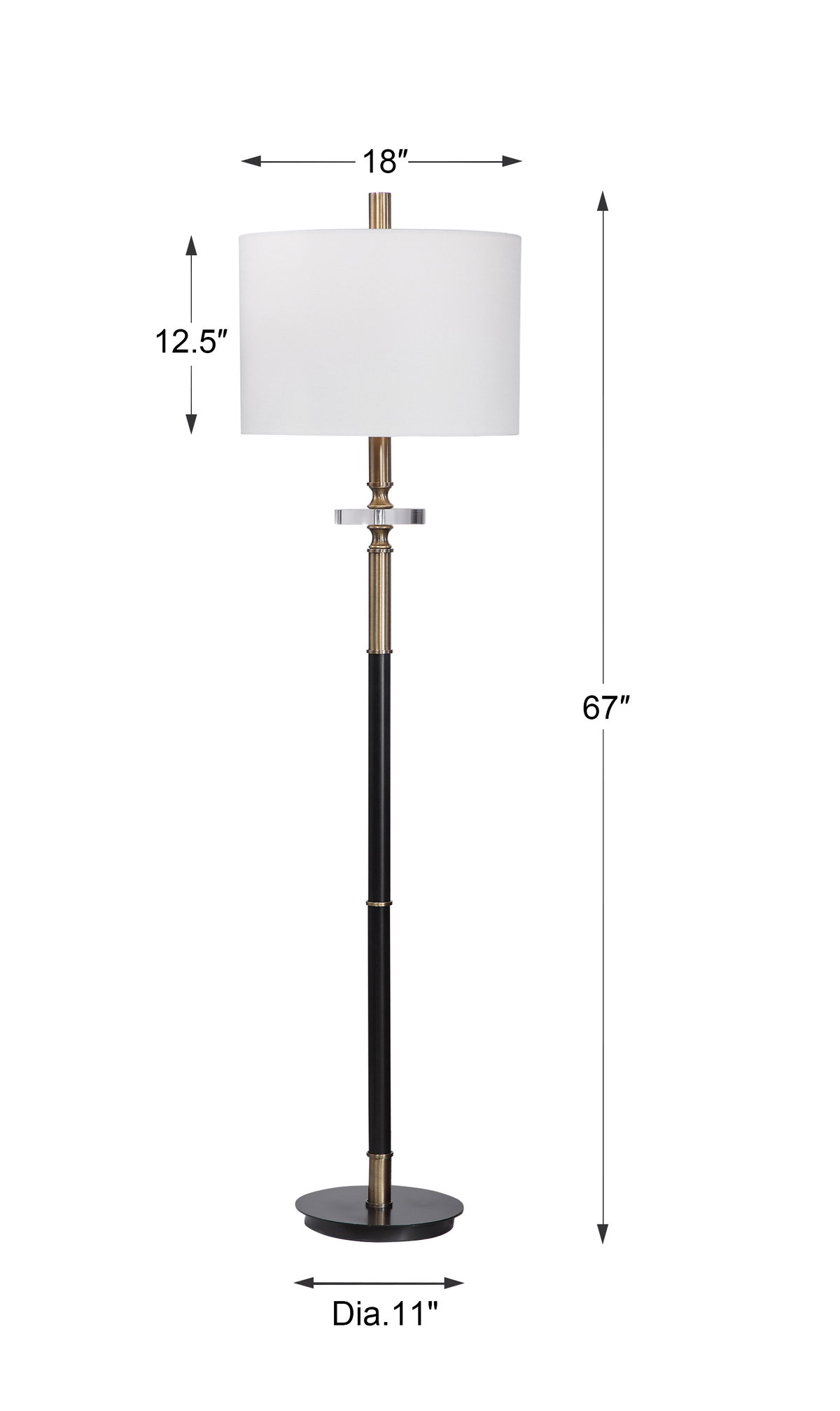 Maud Aged Black Floor Lamp, by Uttermost, 18" width x 67" height x 18" depth View 3