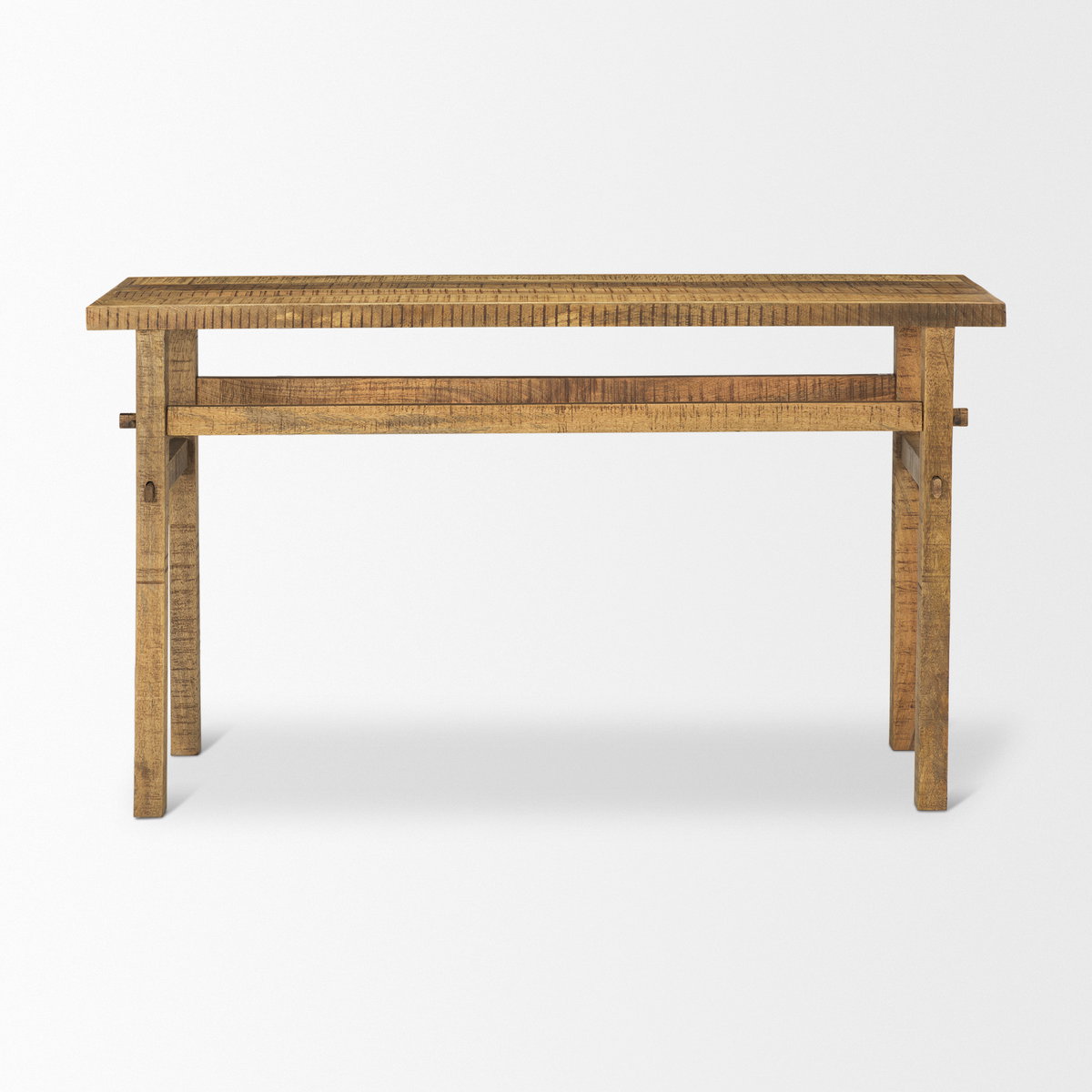 Rosie 54' Brown Wood Console Table, by Mercana, 54" length x 16" width x 30" height View 4
